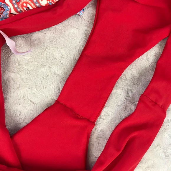 Trendy Bandeau Bikini Set Red Blue Print M & L - Picture 6 of 6